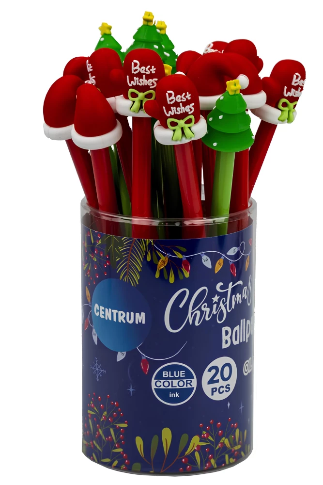 Ручка шариковая с чернилами на масляной основе - Cristmas, синяя, в ассортименте