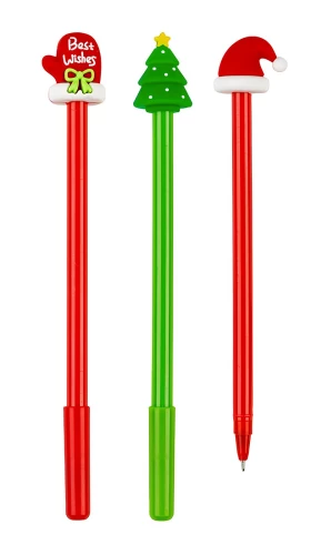 Ручка шариковая с чернилами на масляной основе - Cristmas, синяя, в ассортименте