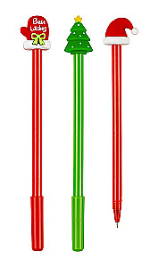 Ручка шариковая с чернилами на масляной основе - Cristmas, синяя, в ассортименте