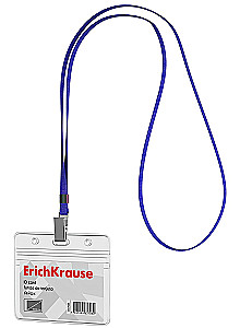 Horizontal badge with ribbon, blue