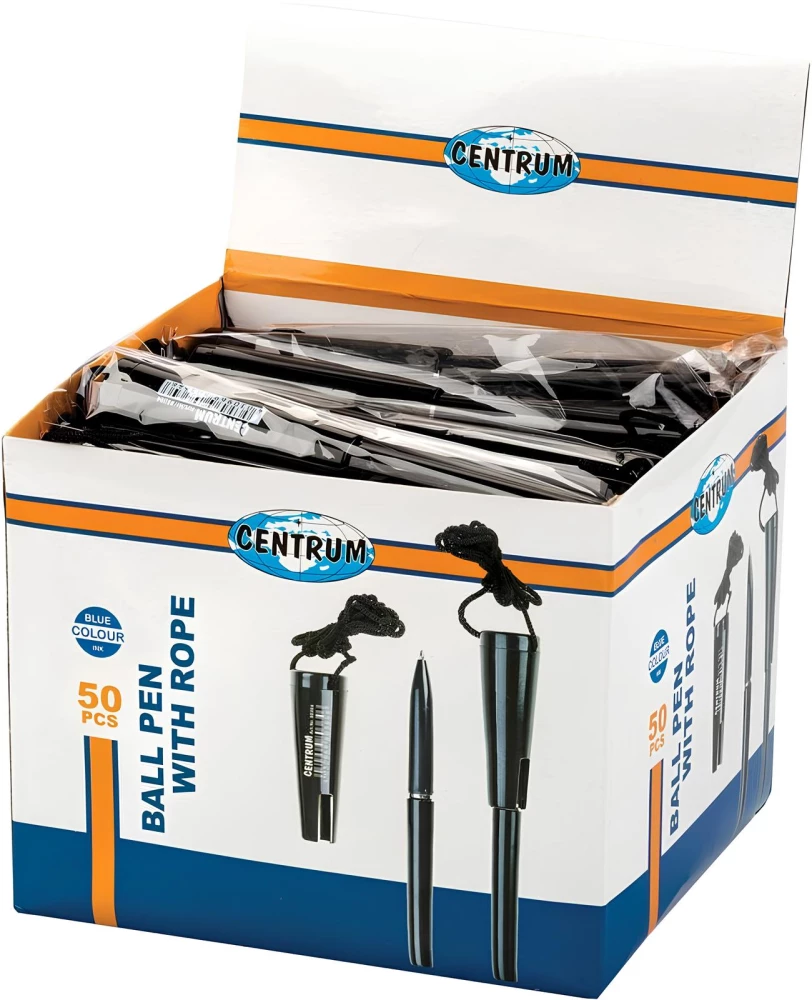 Ручка шариковая на шнурке, синяя