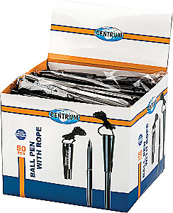 Ручка шариковая на шнурке, синяя