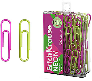 Metal Paper Clips with Vinyl Coating - Neon, Multicolored