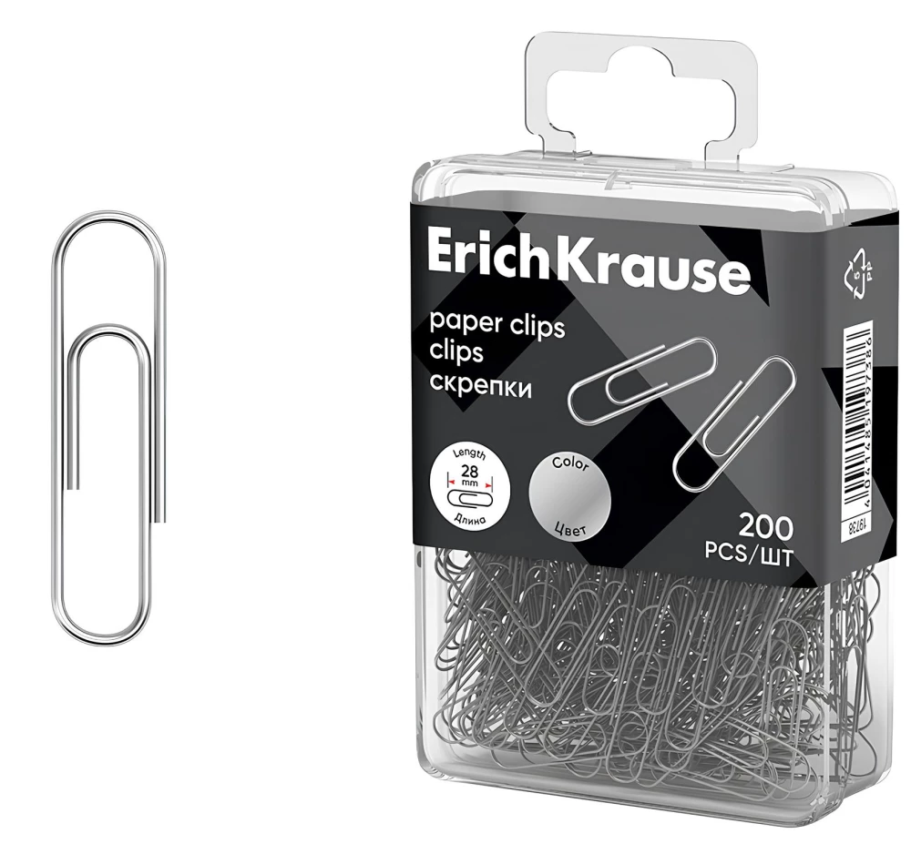 Metal paper clips with nickel-plated coating, assorted