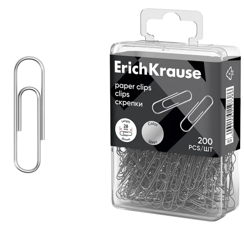 Metal paper clips with nickel-plated coating, assorted
