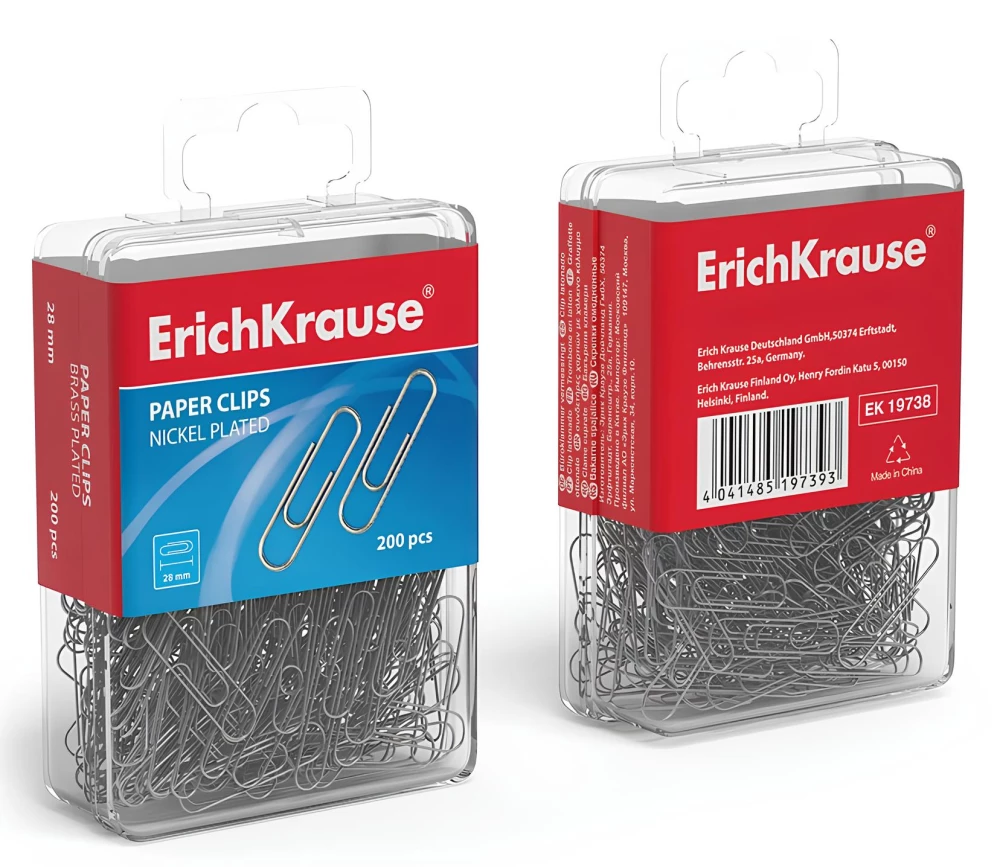 Metal paper clips with nickel-plated coating, assorted