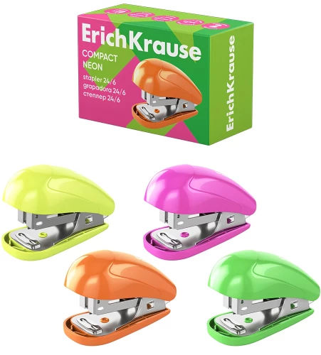 Степлер-мини №24/6, №26/6 - Compact Neon, в ассортименте