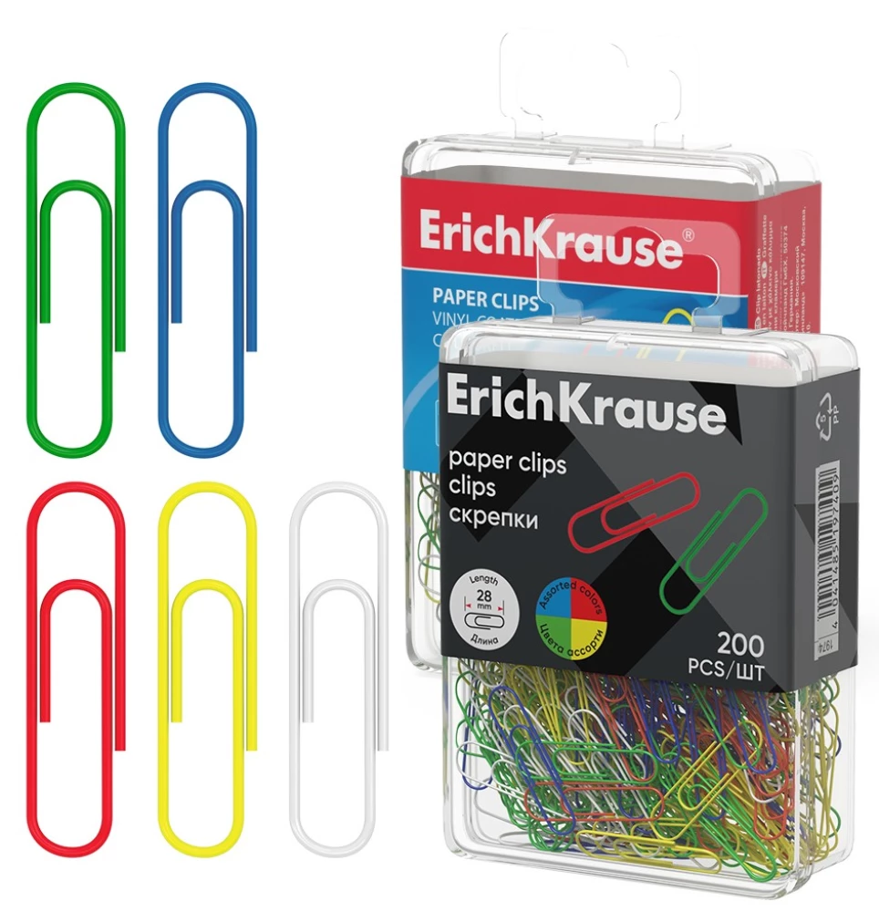Metal paper clips with vinyl coating, assorted