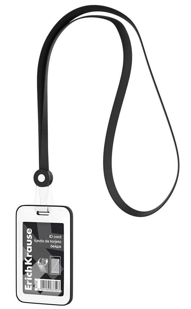 Vertical badge with silicone lanyard, black