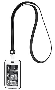 Vertical badge with silicone lanyard, black