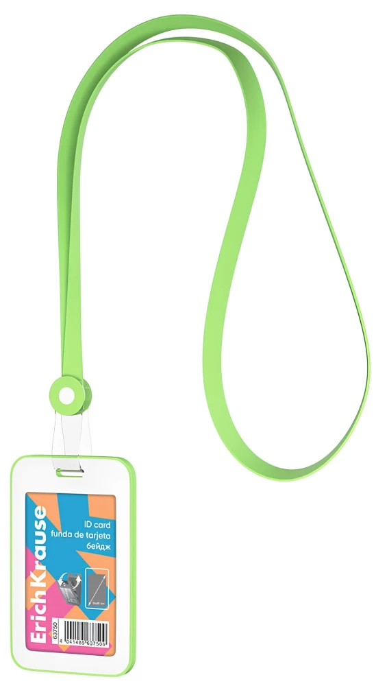 Vertical badge with silicone lanyard, green