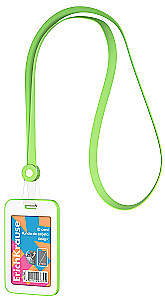 Vertical badge with silicone lanyard, green
