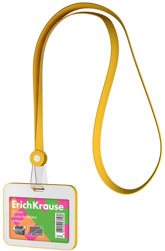 Horizontal badge with silicone lanyard, yellow