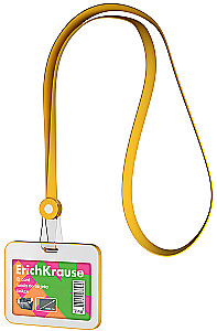 Horizontal badge with silicone lanyard, yellow
