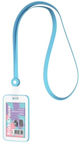 Vertical badge with silicone lanyard, blue