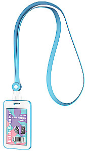 Vertical badge with silicone lanyard, blue