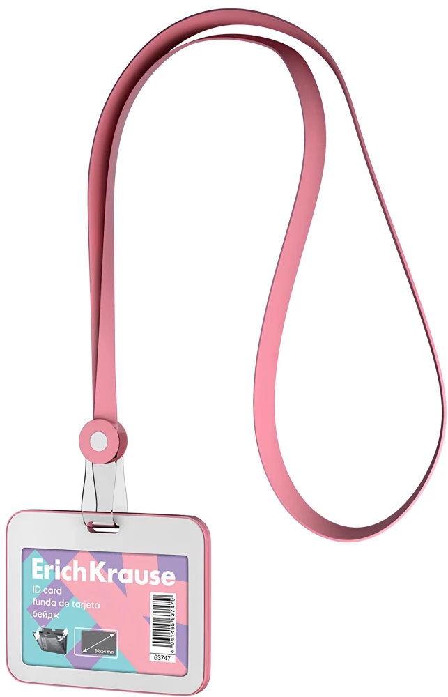 Horizontal badge with silicone cord, pink