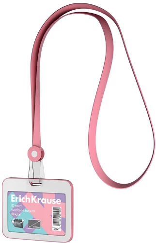 Horizontal badge with silicone cord, pink