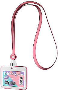 Horizontal badge with silicone cord, pink