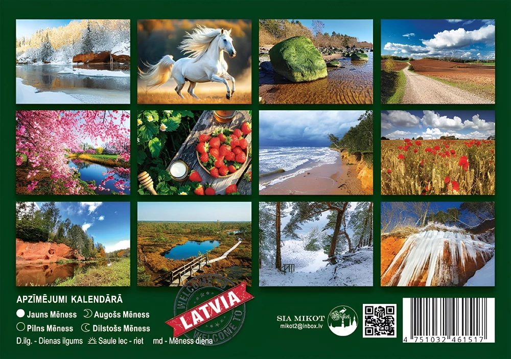Календарь настенный на 2026 год - Латвия, А5