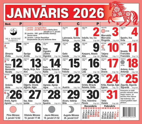 Настенный календарь на 2026 год - Большие цифры, А3