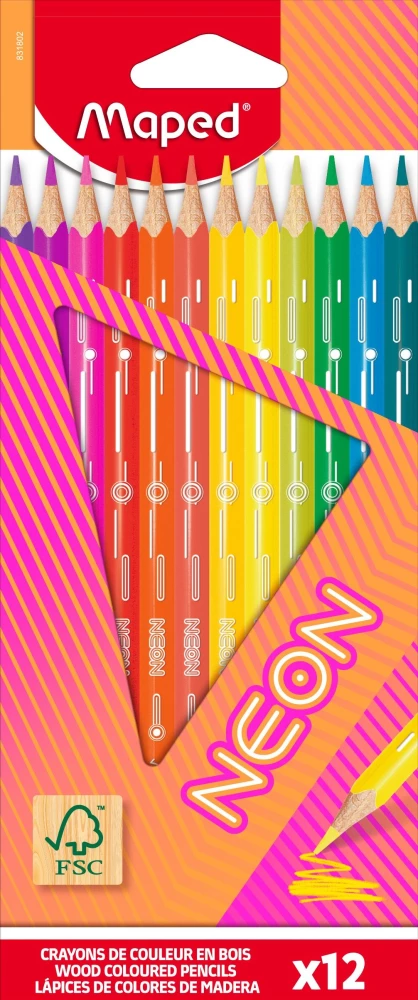 Krāsainie zīmuļi - Neon, 12 krāsas