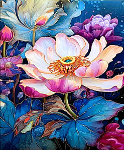 Malerei nach Zahlen 40x50 - Blühende Lotusblume, LED-Beleuchtung