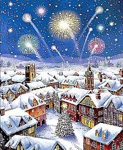 Bild nach Zahlen 40x50 - Feuerwerk über der Stadt, LED-Beleuchtung