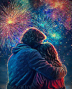 Malerei nach Zahlen mit Kristallen aus Kristall 40x50 - Feuerwerke der Liebe