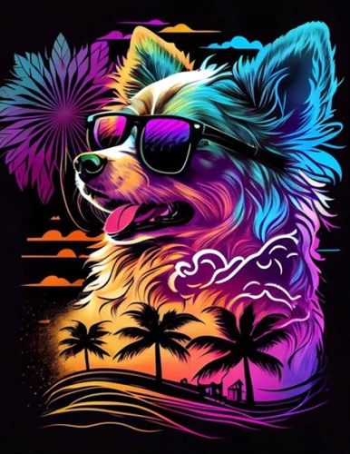 Malerei nach Zahlen 30x40 - Neonhund