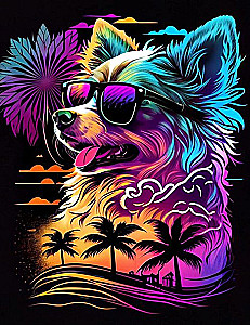 Malerei nach Zahlen 30x40 - Neonhund