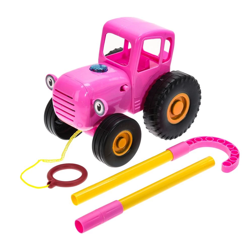 Каталка с палкой СИНИЙ ТРАКТОР