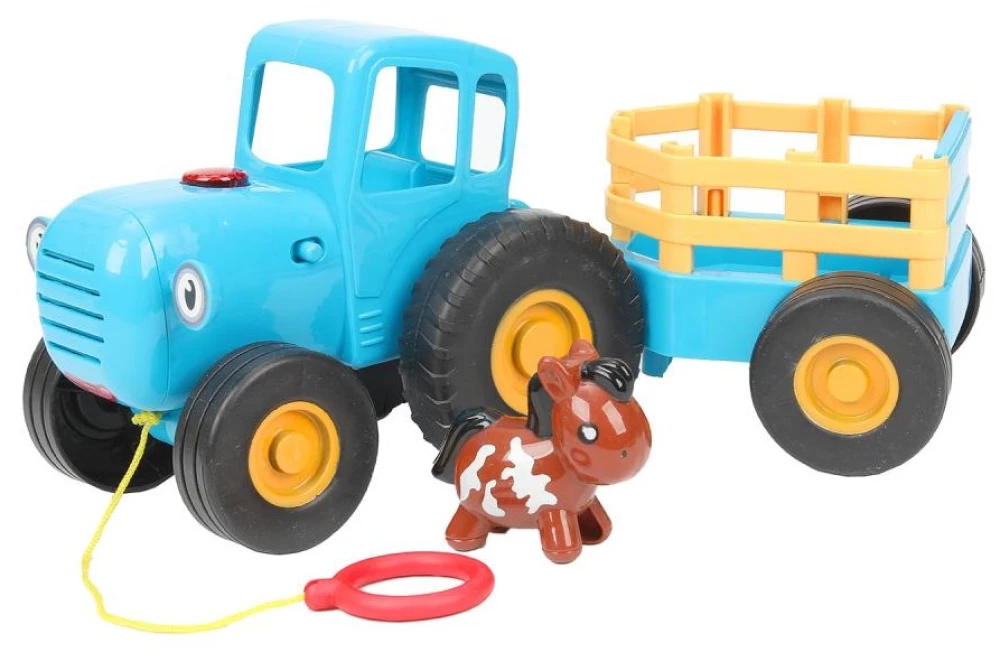 Каталка - Синий трактор с прицепом