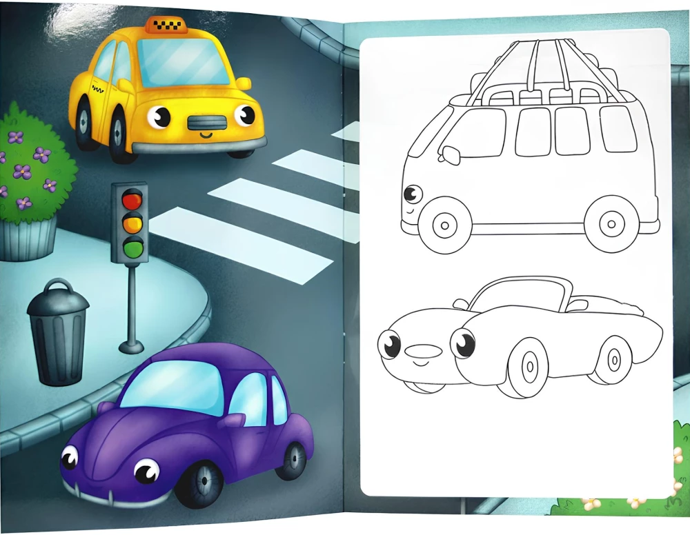 Transport. Reusable Water Coloring Book