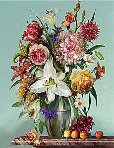 Zahlenmalerei mit Kristallen aus Kristall 40x50 - Holunder. Blumen und Früchte