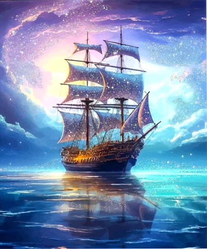 Malerei nach Zahlen mit Kristallen aus Kristall 40x50 - Abendstille