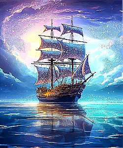 Malerei nach Zahlen mit Kristallen aus Kristall 40x50 - Abendstille