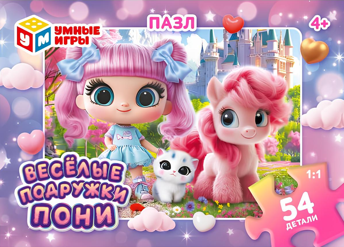 Puzle - Priecīgās poniju draudzenes, 54 detaļas
