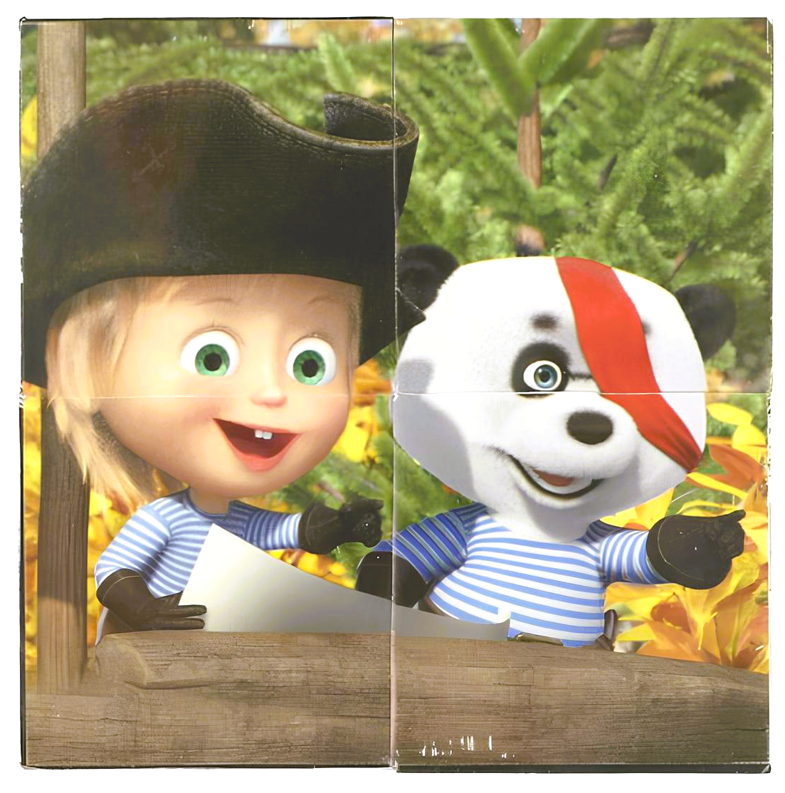 Mascha und der Bär. Set aus 4 Würfeln