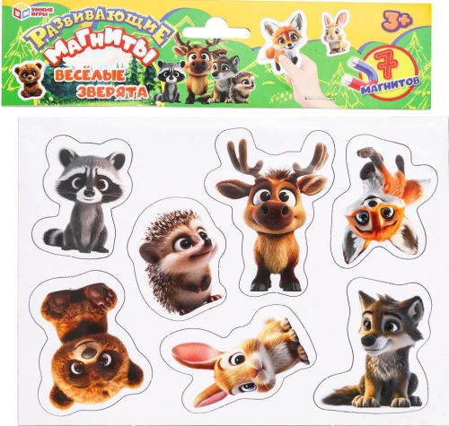Веселые зверята. Развивающая игра на магнитах
