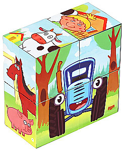 Blue Tractor. Set of 4 Blocks