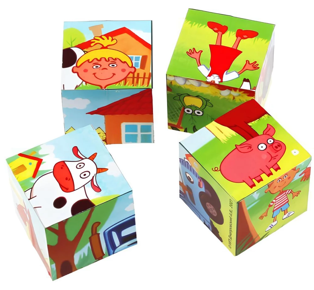 Blue Tractor. Set of 4 Blocks