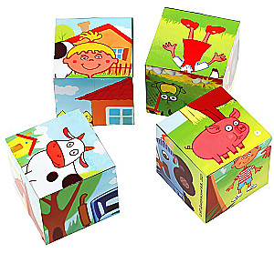 Blue Tractor. Set of 4 Blocks