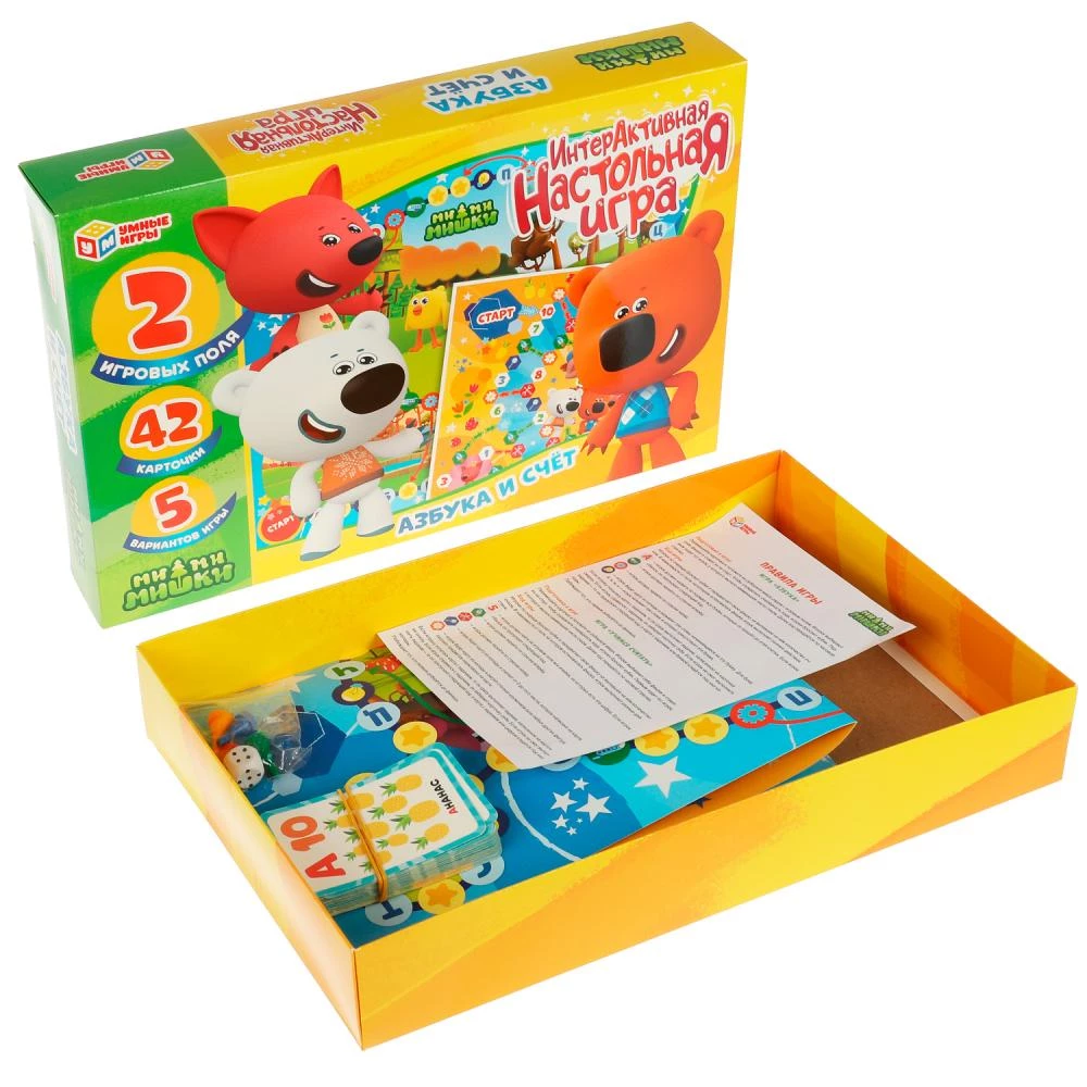 Interaktive Tischspiel. Alphabet und Zahlen. Mi-Mi-Miška