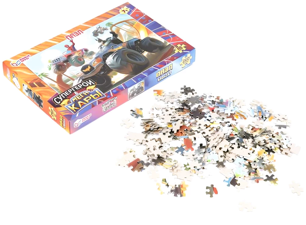 Superheroes and Mega Cars. Puzzles - Superheroes and Mega Cars, 260 pieces