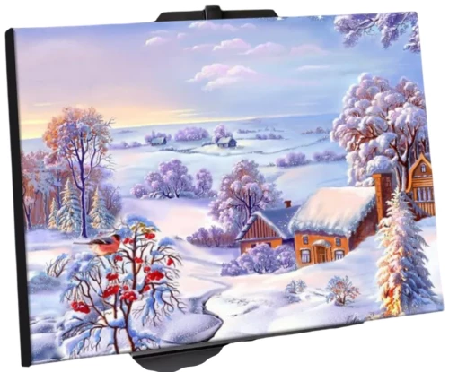 Malerei nach Zahlen mit Kristallen aus Kristall - Winterlandschaft