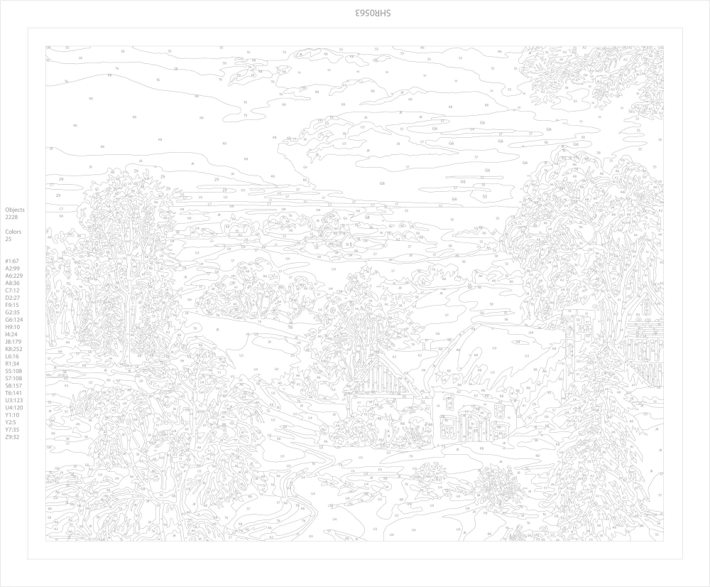 Malerei nach Zahlen mit Kristallen aus Kristall - Winterlandschaft