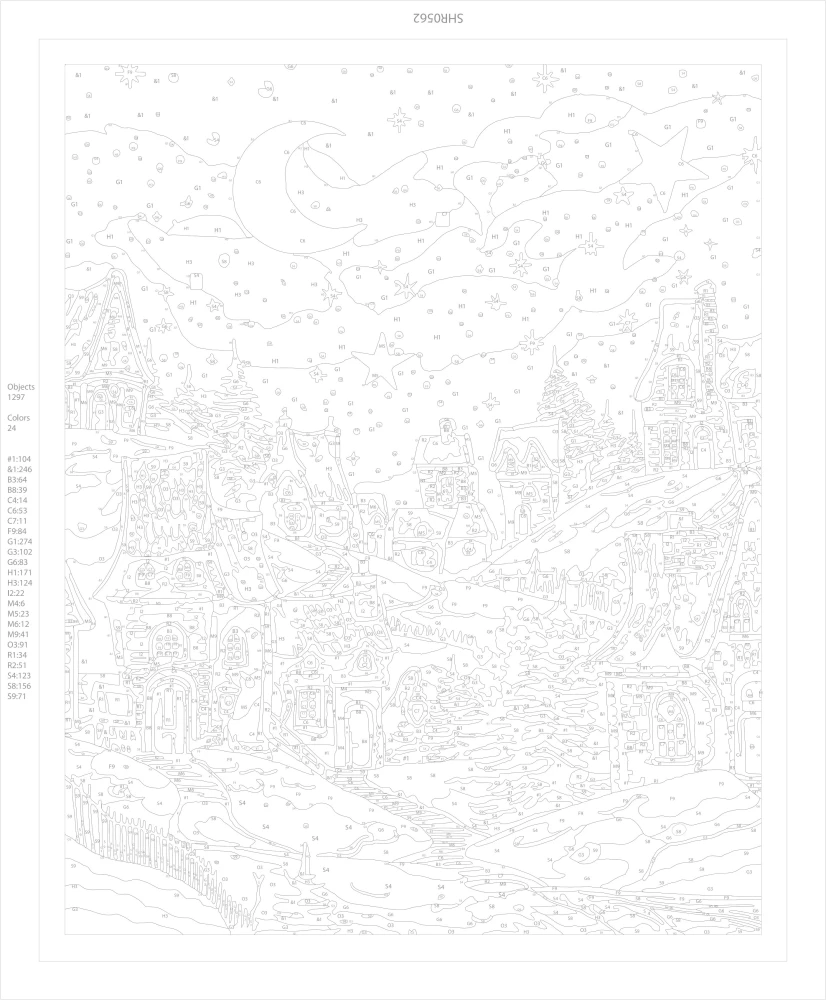 Gemälde nach Zahlen mit Kristallen aus Kristall - Wintermärchen