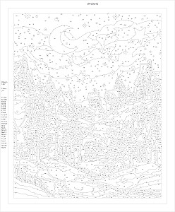 Gemälde nach Zahlen mit Kristallen aus Kristall - Wintermärchen