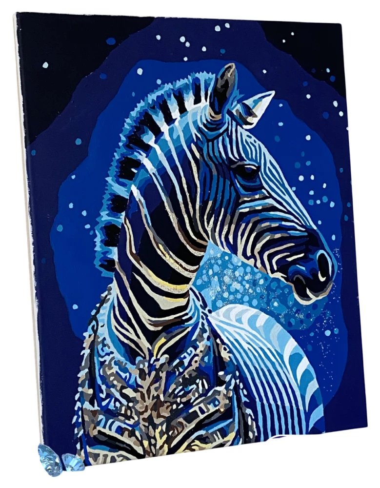 Malerei nach Zahlen mit Kristallen aus Kristall - Mythisches Zebra